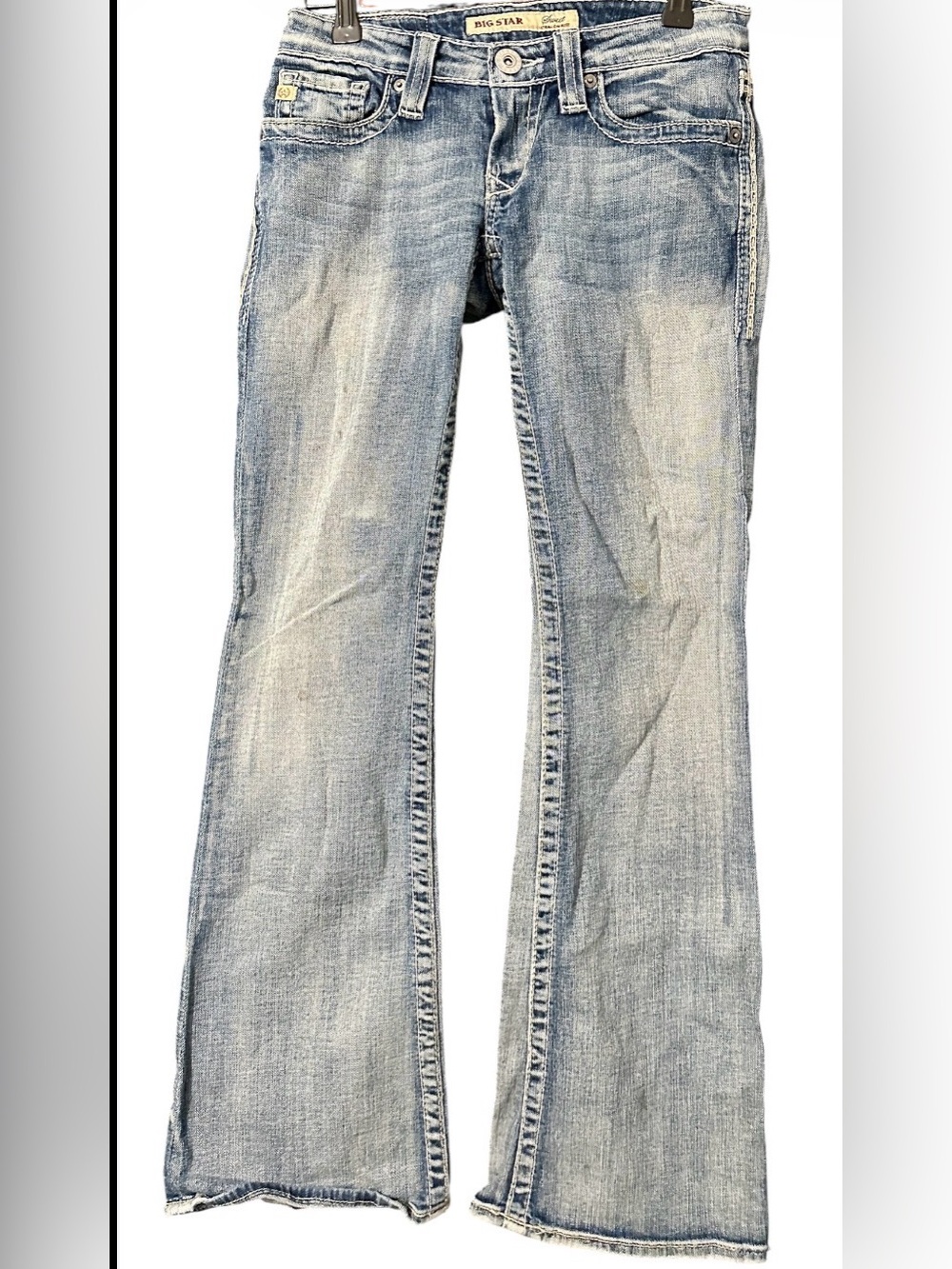 Big Star Sweet Ultra Low Rise Medium Blue Wash Denim Jeans 24R